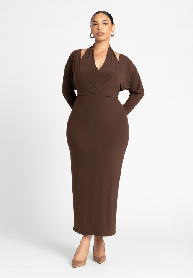 Maxi Dress With Halter Layer image number null