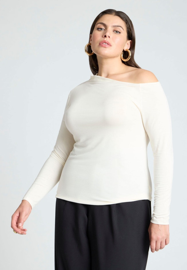 Asymmetrical Neck Drape Top image number null