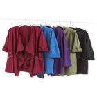 Cloud Knit French Terry Drape Front Cardigan image number null