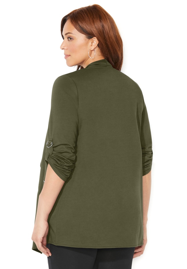 Cloud Knit French Terry Drape Front Cardigan image number 2