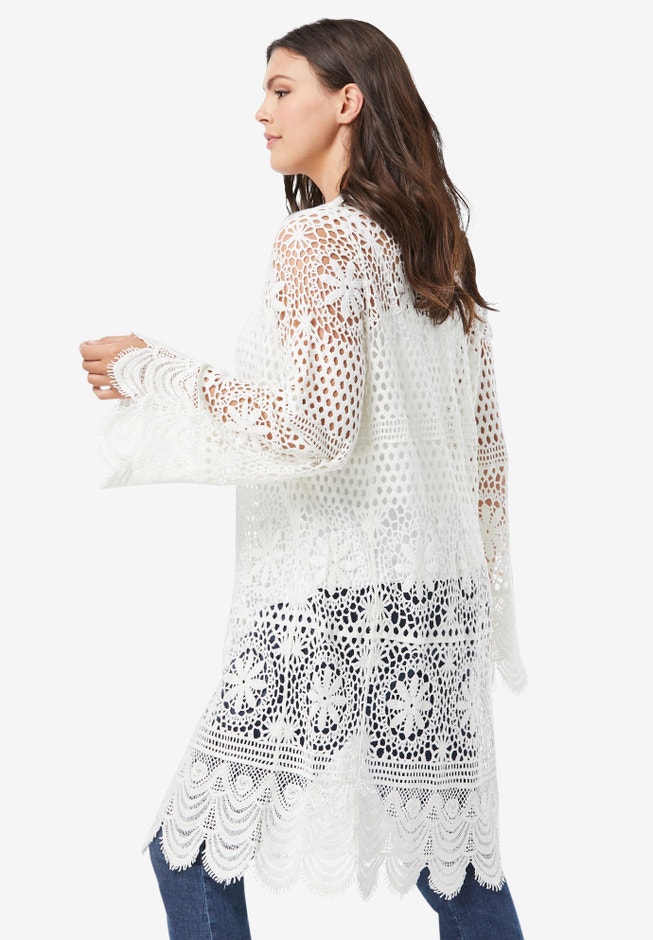 Floral Lace Crochet Duster image number 2