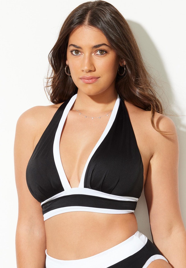 Bliss Colorblock Pleated Halter Bikini Top image number null