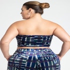 Printed Velvet Strapless Top image number null