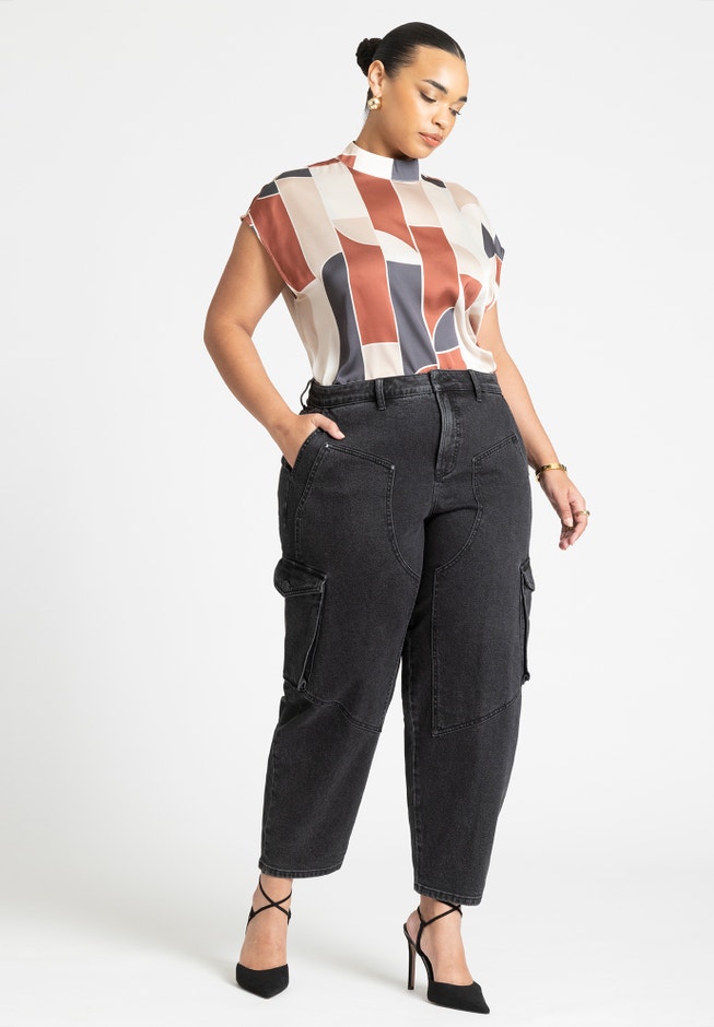 Satin Mock Neck Shell image number 3