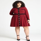 Sweater Pleated Skirt Dress With Gold Buttons image number null