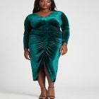 V Neck Pleated Front Dress image number null