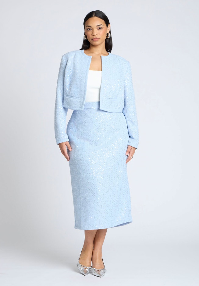 Sequin Tweed Midi Skirt image number null