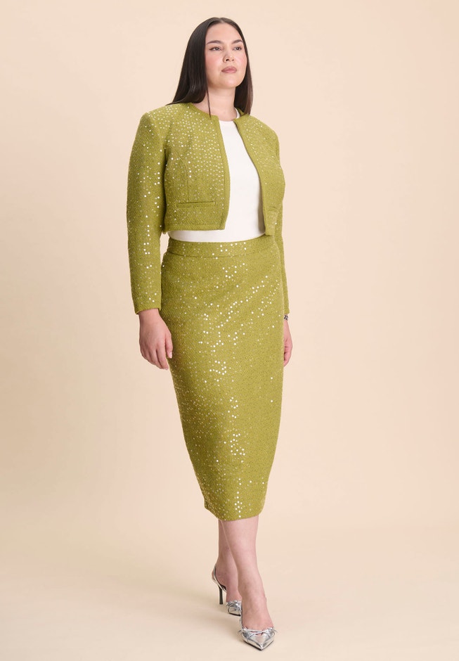 Sequin Tweed Midi Skirt image number 0