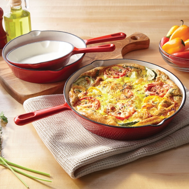 3-Pc. Cast Iron Enameled Skillet Set image number null