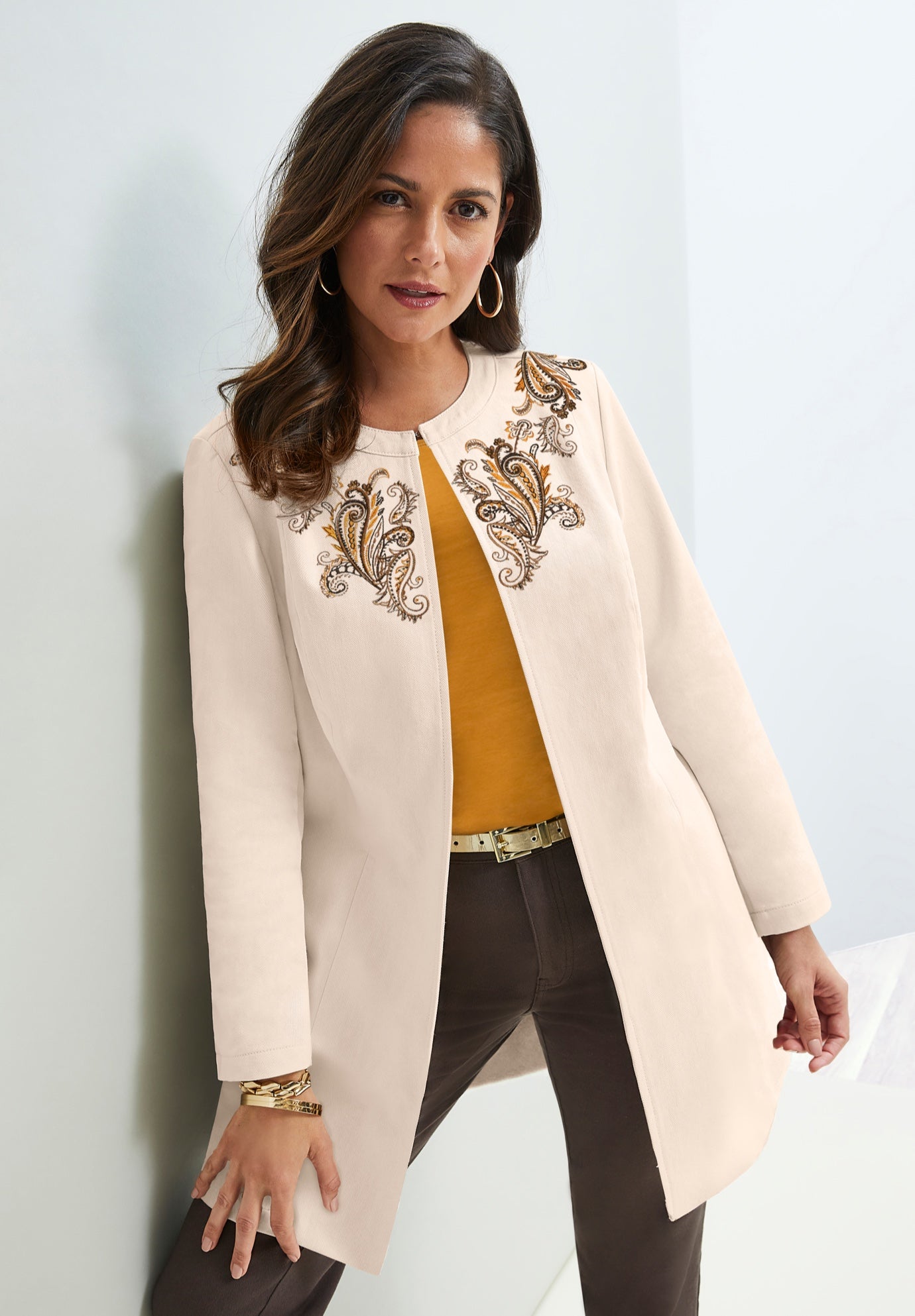 Embroidered Denim Topper image number 6