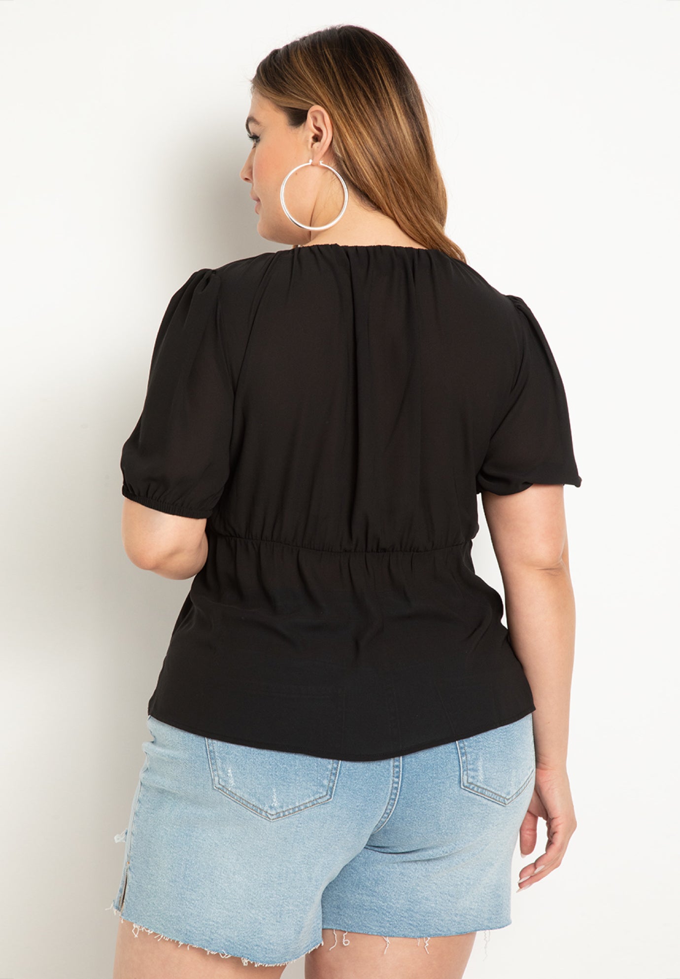 Tunnel Neck Blouse With Puff Sleeve image number 1