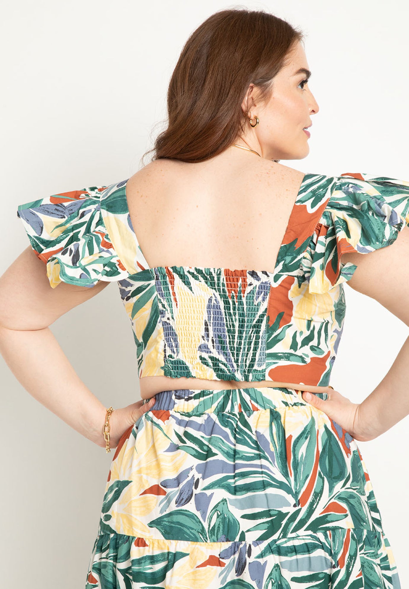 Ruffle Sleeve Printed Crop Top image number 1