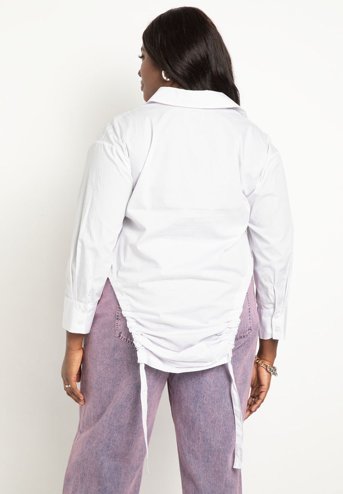 Tunnel Cutout Hem Button Down Shirt image number 1