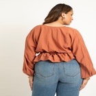 Smocked Waist Peplum Blouse image number null