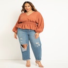 Smocked Waist Peplum Blouse image number null