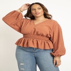 Smocked Waist Peplum Blouse image number null