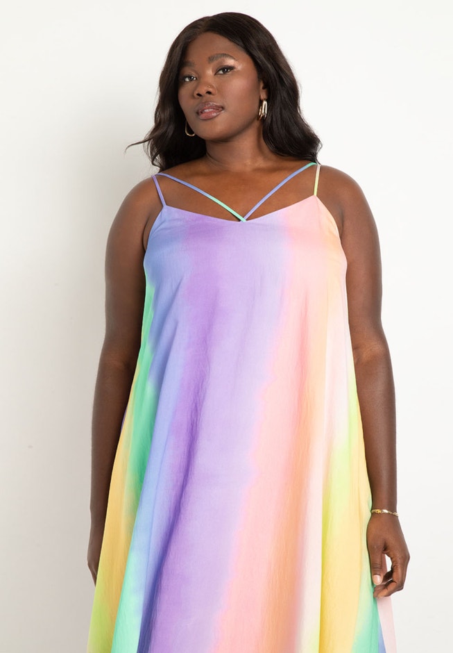 Trapeze Dress with Crossing Straps image number null