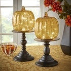 14&frac12;"H x 6"Diam Pre-Lit Mercury Glass Pumpkin on Metal Stand image number null