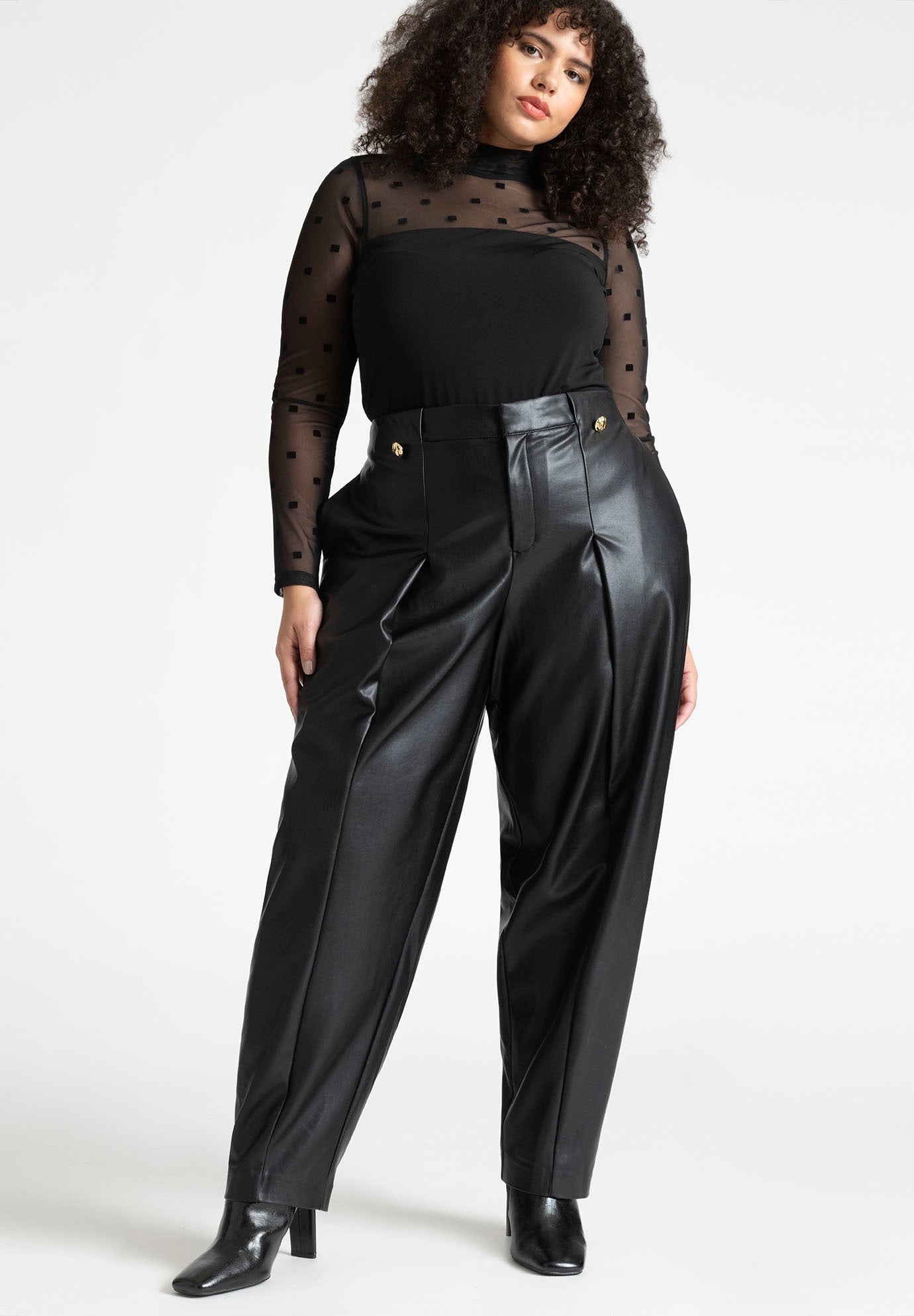[eessay] MOUSSE MOCK NECK TOP /追跡付 Flocked Mesh Yoke Top with Sheer Detail, Mock Neck, 4473609