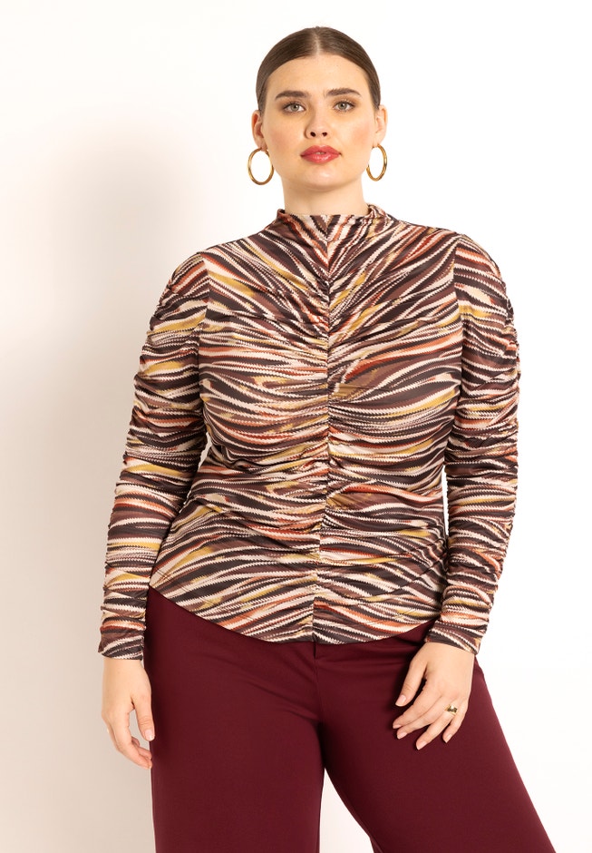 Ruched Funnel Neck Top image number null
