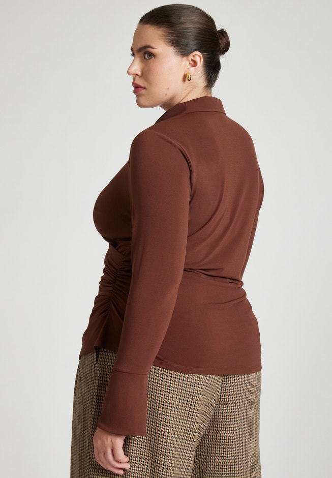 Stretch Wrap Top With Collar image number null