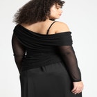 Off The Shoulder Shirred Mesh Top image number null