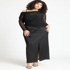 Off The Shoulder Shirred Mesh Top image number null