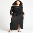 Off The Shoulder Shirred Mesh Top image number null