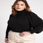 Mock Neck Voluminous Sleeve Top image number null