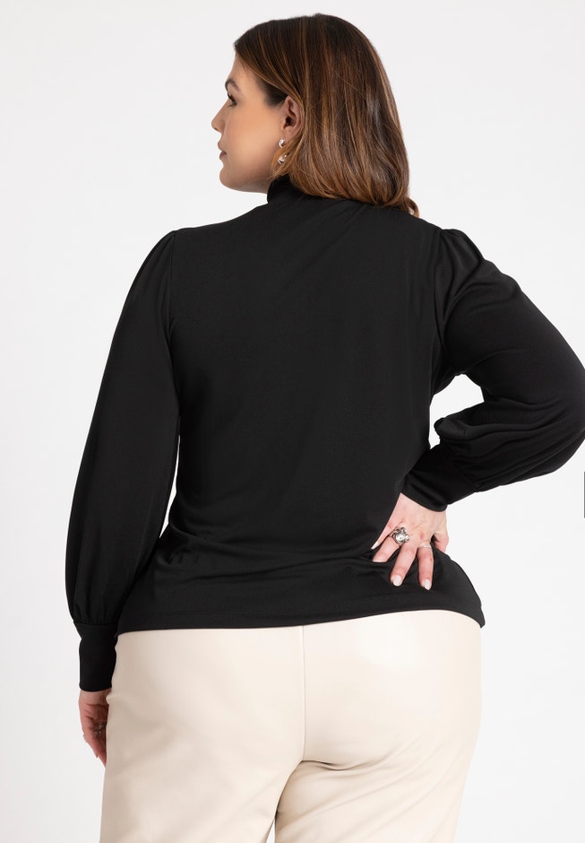 Mock Neck Voluminous Sleeve Top image number null