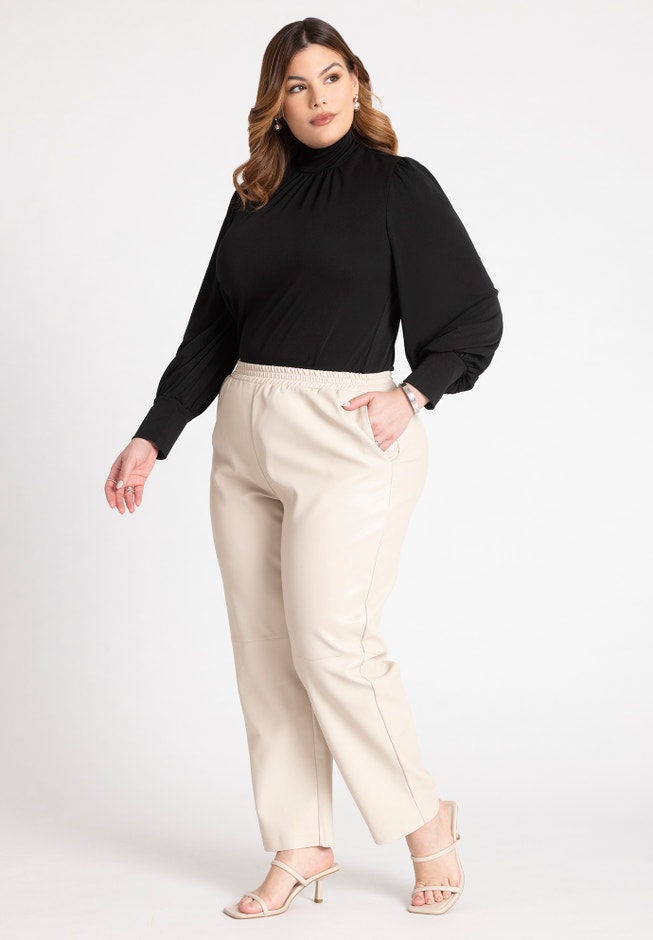Mock Neck Voluminous Sleeve Top image number null