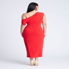 Off The Shoulder Tie Front Midi Dress image number null