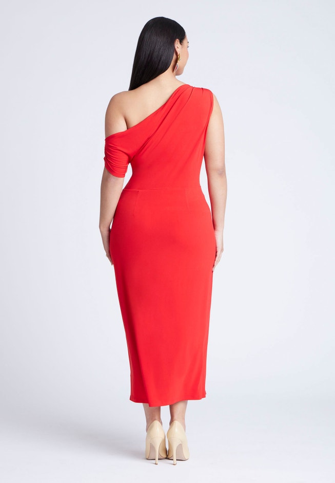 Eloquii Women's Plus Size Off The Shoulder Tie Front Midi Dress Eloquii Women's Plus Size Off The Shoulder Tie Front Midi Dress