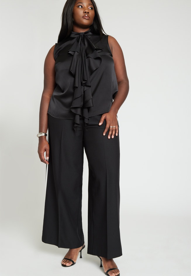 Draped Ruffle Sleeveless Top image number 1