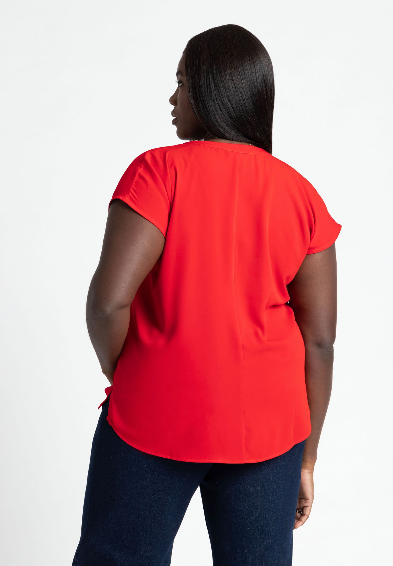 Short-Sleeve Notch Collar Blouse image number 1
