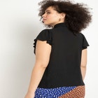 Flutter Sleeve Tie Neck Blouse image number null