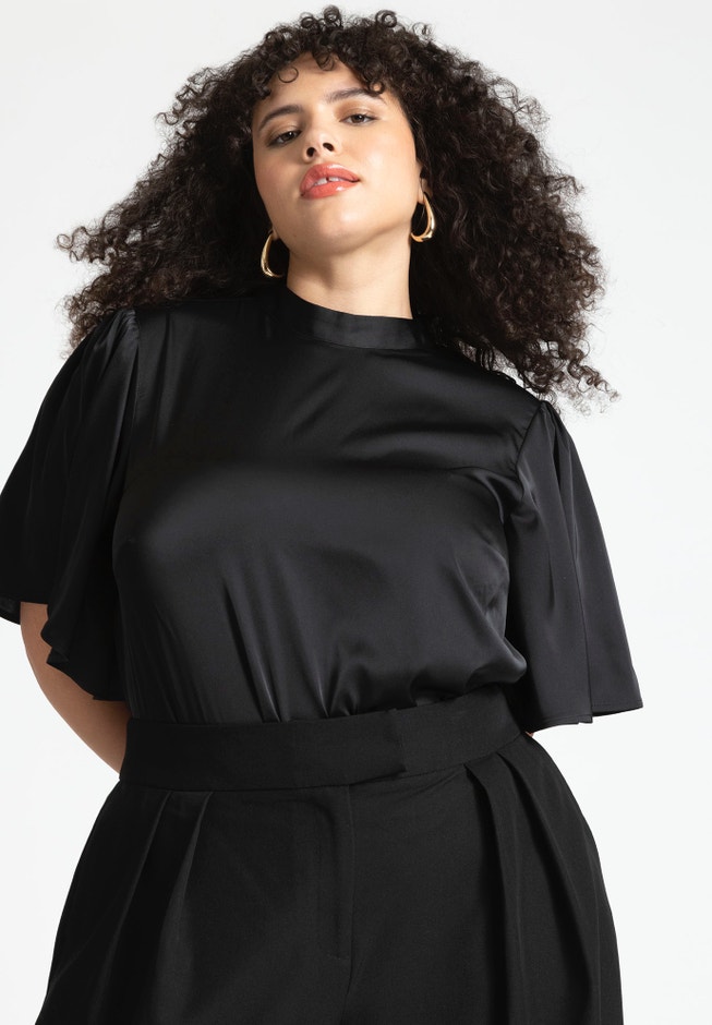Flutter Sleeve Satin Blouse image number null