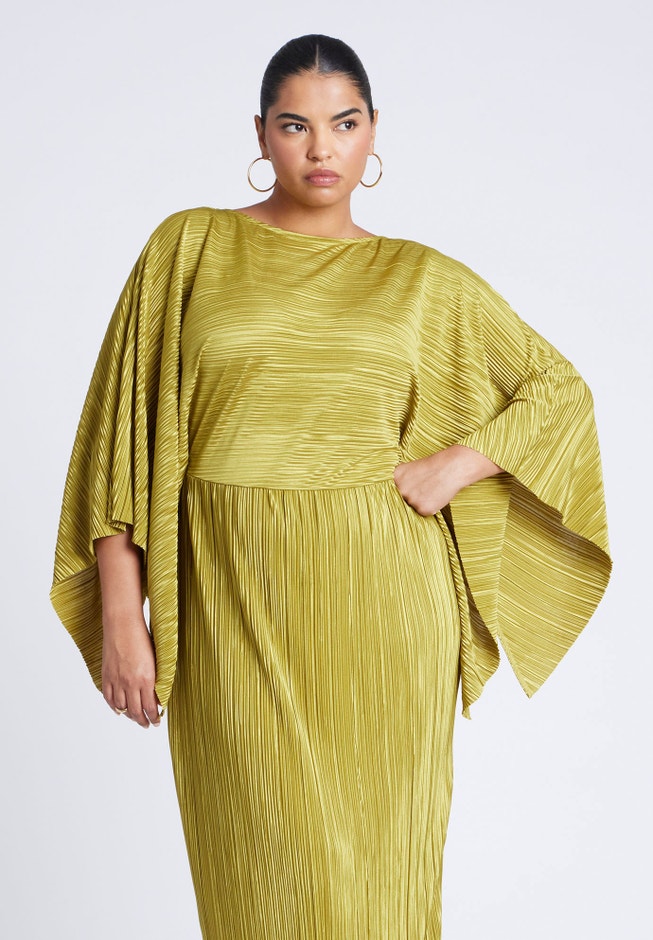 ELOQUII Women's Plus Size Cape Effect Plisse Dress ELOQUII Women's Plus Size Cape Effect Plisse Dress