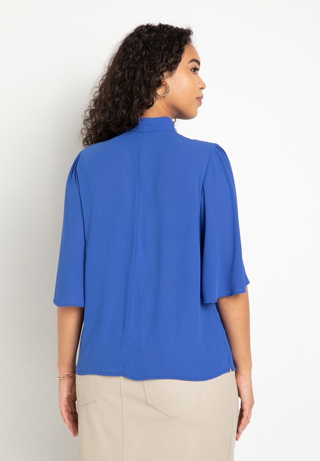 Bow Blouse with Flutter Sleeve image number 1