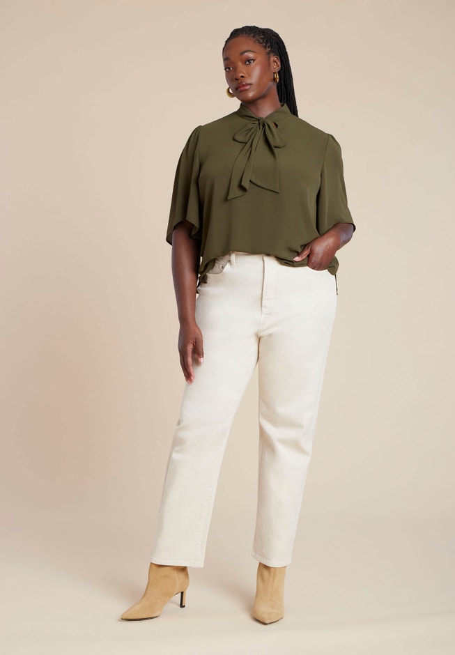 Bow Blouse with Flutter Sleeve image number 1
