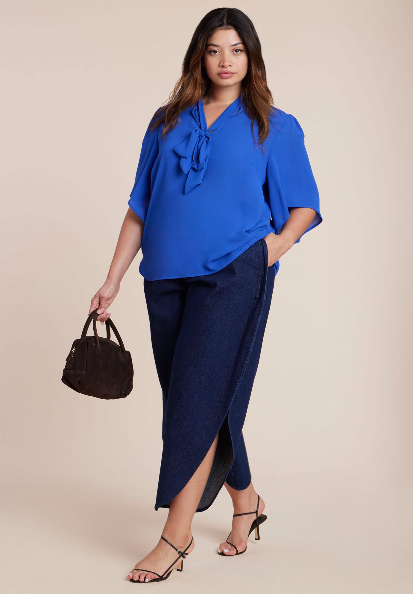 Bow Blouse With Flutter Sleeve image number 0