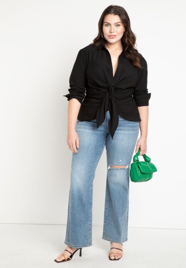 Tie Front Collared Blouse image number 3