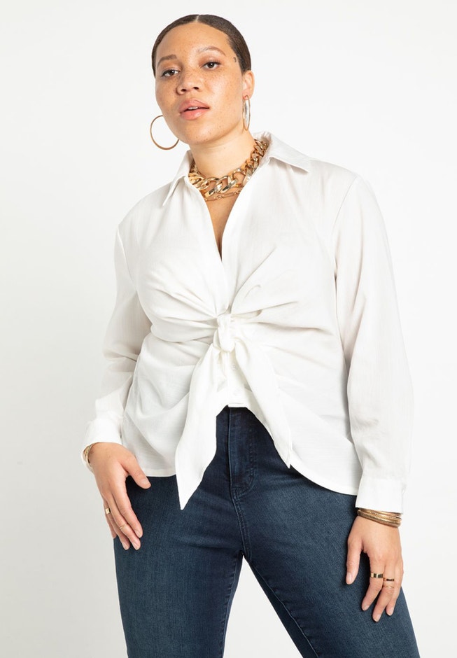 Tie Front Collared Blouse image number 0