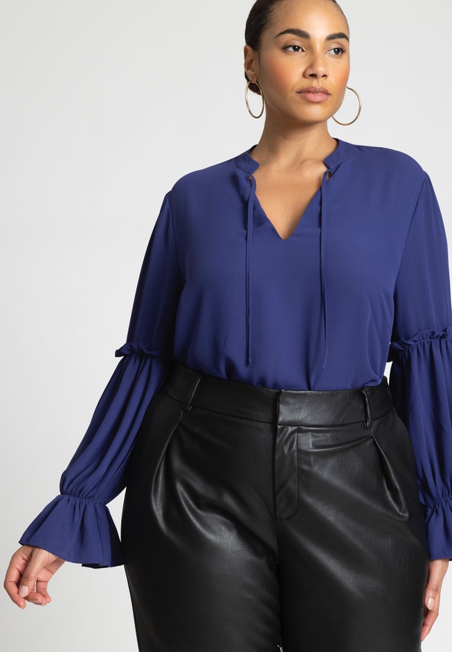 Ruffle Detail Blouse With Ties image number null