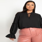 Ruffle Detail Blouse With Ties image number null