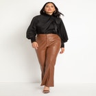 Draped Neck Satin Blouse image number null