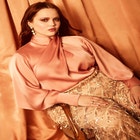 Draped Neck Satin Blouse image number null