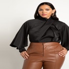 Draped Neck Satin Blouse image number null