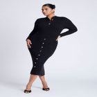 Mock Neck Rib Button Dress image number null