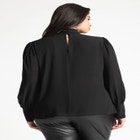 Shirred Mock Neck Blouse image number null